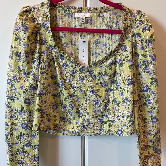 Topshop Tops - Topshop Floral Cropped long sleeve